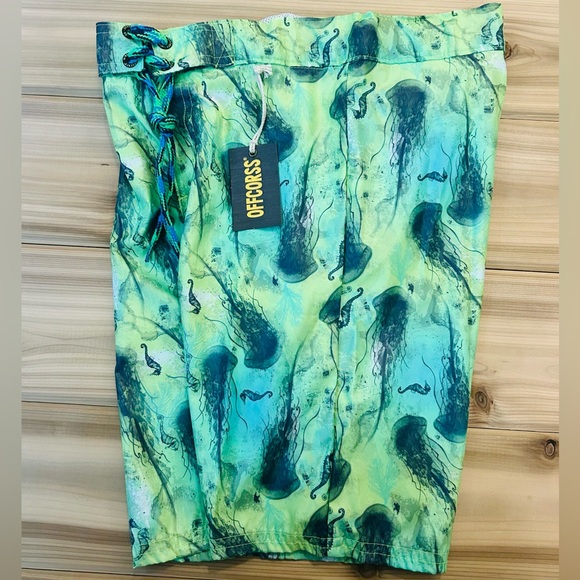 NEW OFFCORSS Boys Swim Trunks Size 10 Green Jellyfish and Seahorses NWT - Picture 14 of 14